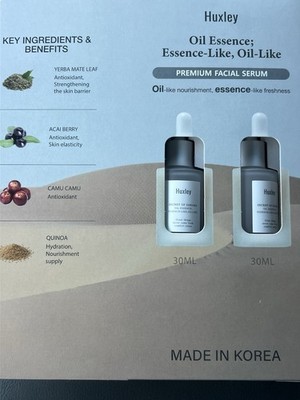 Huxley Oil Essence Premium Facial Serum 30ml, 2-Pack, 60ml total Made in Korea
