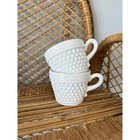Vintage Set of 2 Milk Glass Dotty Mugs Tea Cups Cottagecore Grandmacore