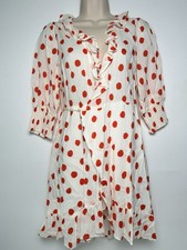 Rixo For Target Mini Wrap Dress Womens S White Red Polka Dot Ruffled Tie Waist