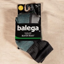 NWT Balega BLISTER RESIST Quarter Running Socks Grey / Blue Size Small