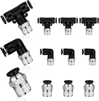 Yaocom 12 Pcs Push to Connect Air Fittings Elbow Straight and Three Way Combinat