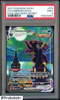 2021 Pokemon SWSH Evolvong Skies #215 Full Art Secret Umbreon VMAX PSA 9 MINT