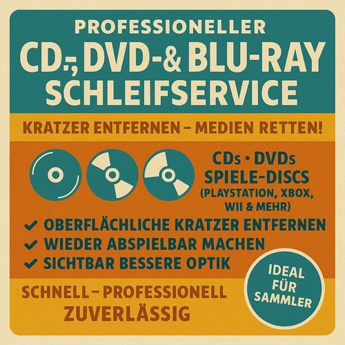 100 x CD DVD Blu-ray Reparatur Service | Polieren, schleifen & Kratzer entfernen