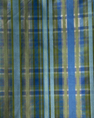 Groundworks Pavillion Plaid Sea Designer Fabric Remnant 24''x24''