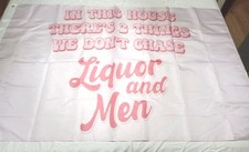 Pink Tapestry Liquor And Men Banner Flag Wall Hanger 58.5 X 35 Inches 