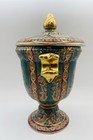 Hand Painted Oriental Porcelain Raised Texture Gold Trim Lidded Vase Urn READ — photo 2