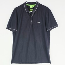 Hugo Boss Polo Shirt Men's Size Large Slim Fit Black Stretch Short Sleeve