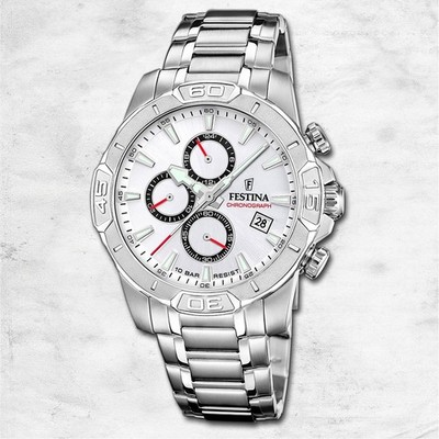 Festina Herrenuhr Timeless Chronograph Armbanduhr Edelstahl silber UF20704/1