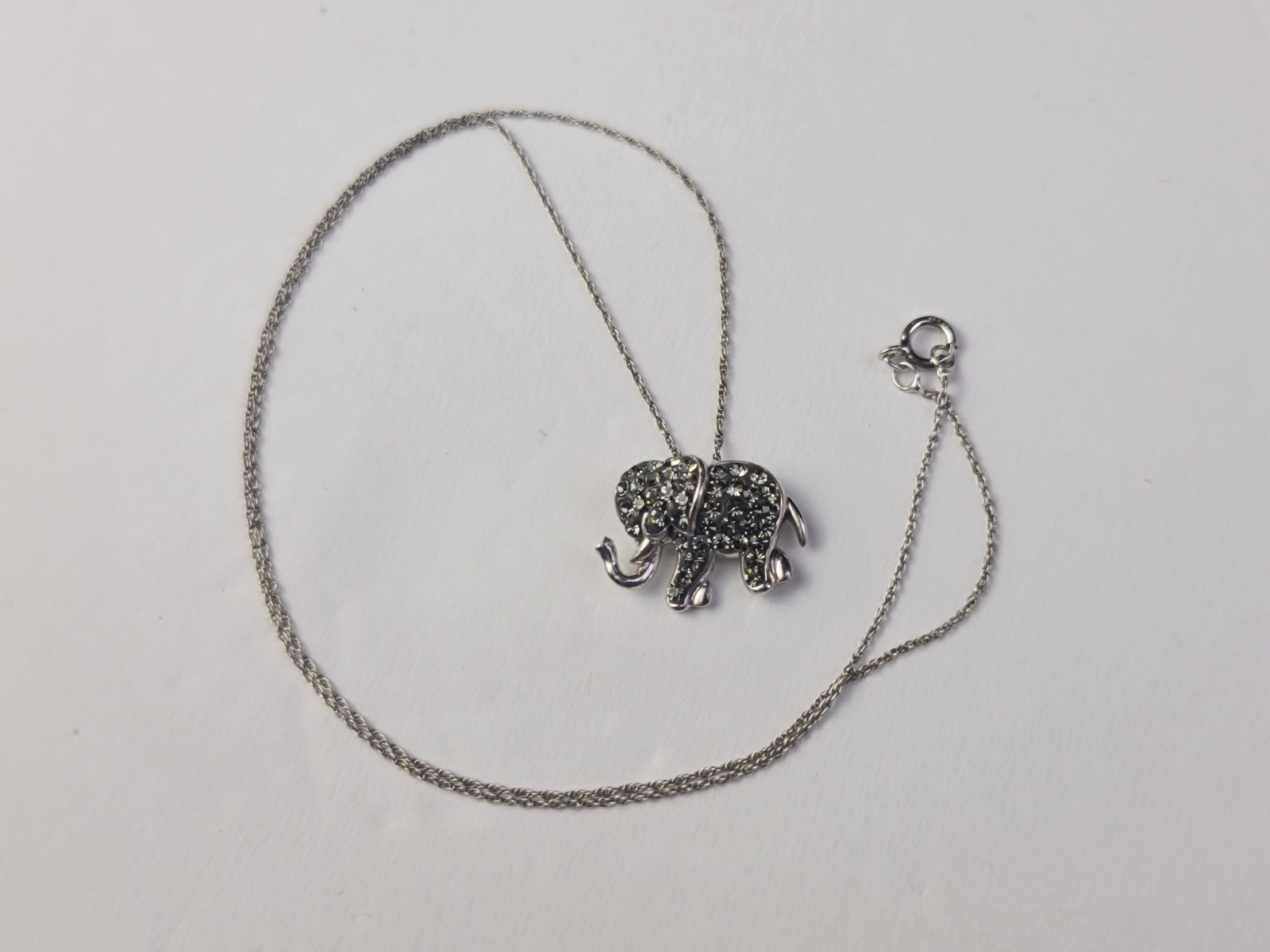 Sterling 925 Solid Silver Crystal Iced Elephant P… - image 8