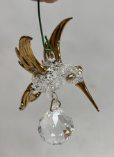 Glass Hummingbird Crystal Suncatcher or Ornament w/ hanging ball shaped Prism