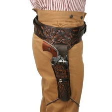 Western Style Gun Holster  Belt Fits .22, .38/357, .44/45 Cal Revolvers