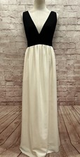 JILL by Jill Stuart Womens Deep V Neck Gown Black Ivory Pockets Size 2