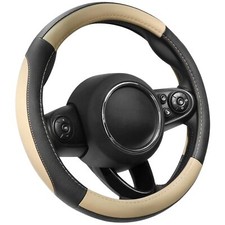 Black And Beige Microfiber Leather Steering Wheel Cover For Prius Civic 14 14