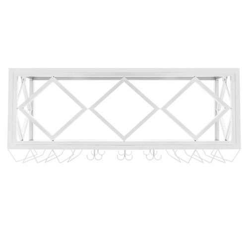 2-Tier Wall Mount Metal Wine Rack Hanging Wine Glass Shelf Holder White - 第 23/24 張圖片