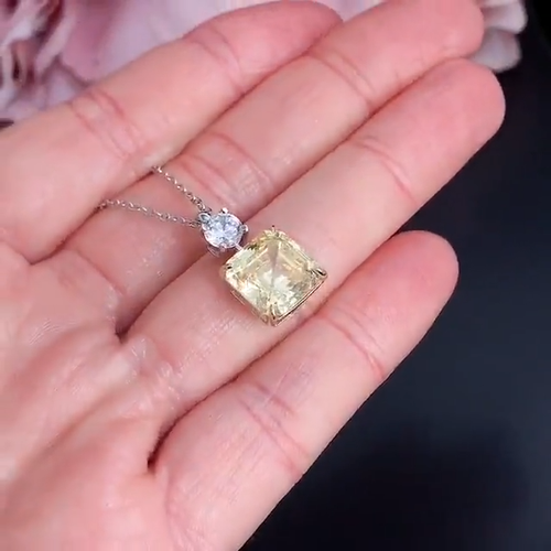 4.10 Ct Certified Champagne Treated Diamond Solitaire Pendant In 925 Silver ! - Video 1 of 1