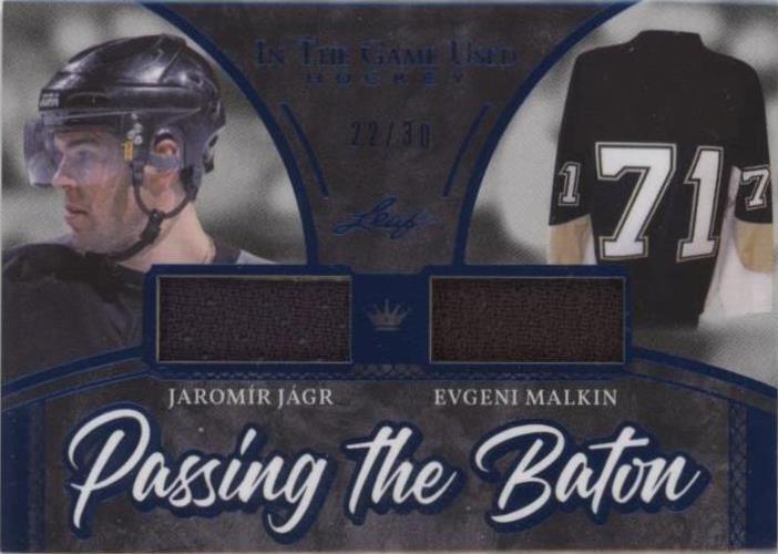 2020-21 Leaf In the Game Used - Evgeni Malkin Jaromir Jagr #PTB-10 - 1 of 1