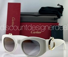 Cartier CT0472S 004 Cat Eye Sunglasses White Frame Gray Grad Flash Lens 51mm NEW
