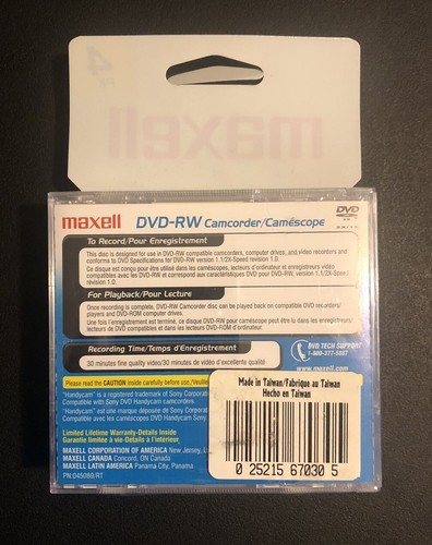 NEW SEALED!! Maxell DVD-RW 4-pack Camcorder (30 min | 1.4 GB) - Picture 7 of 8