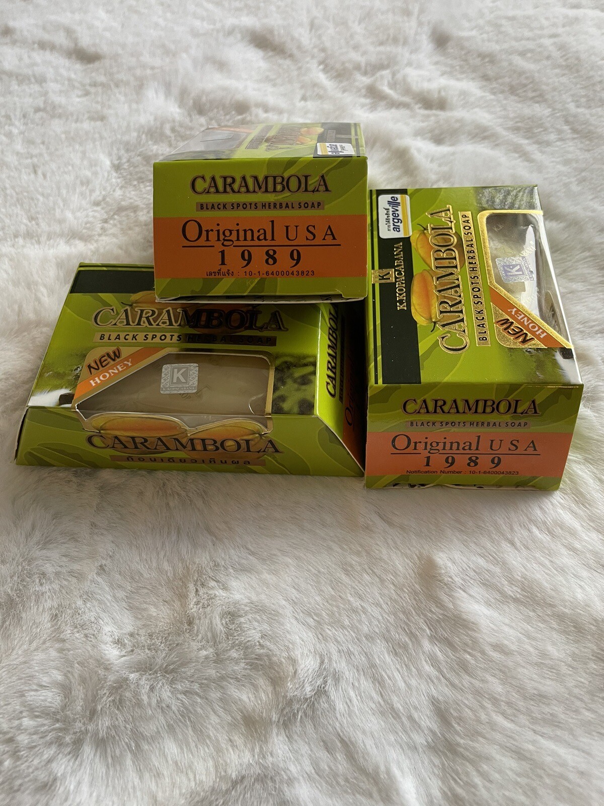 2x Carambola Star Fruit Black Spots Herbal Soap Honey Whitening Free