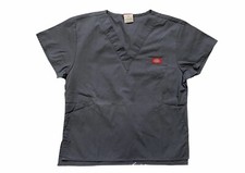 Dickies Women s Scrub Top Sz XS Flip Hip Mini V-Neck Medical Nursing Gray