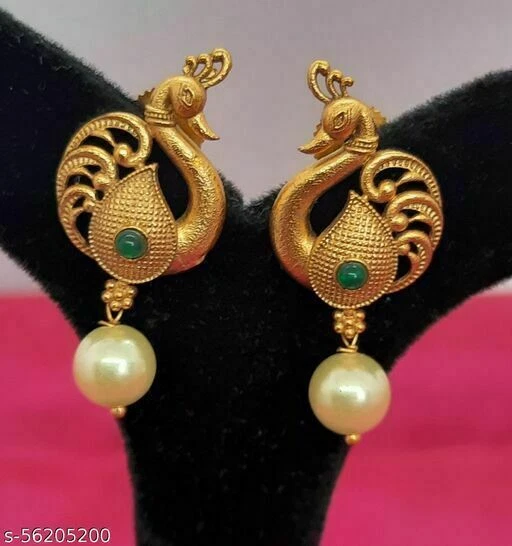 Indian Gold Plated Bollywood Artificial Beads Peacock Earrings Studs For Women