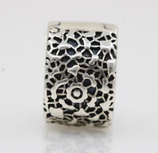 Authentic Pandora Sterling Moments Layers of Lace Clip Bead Charm 791758
