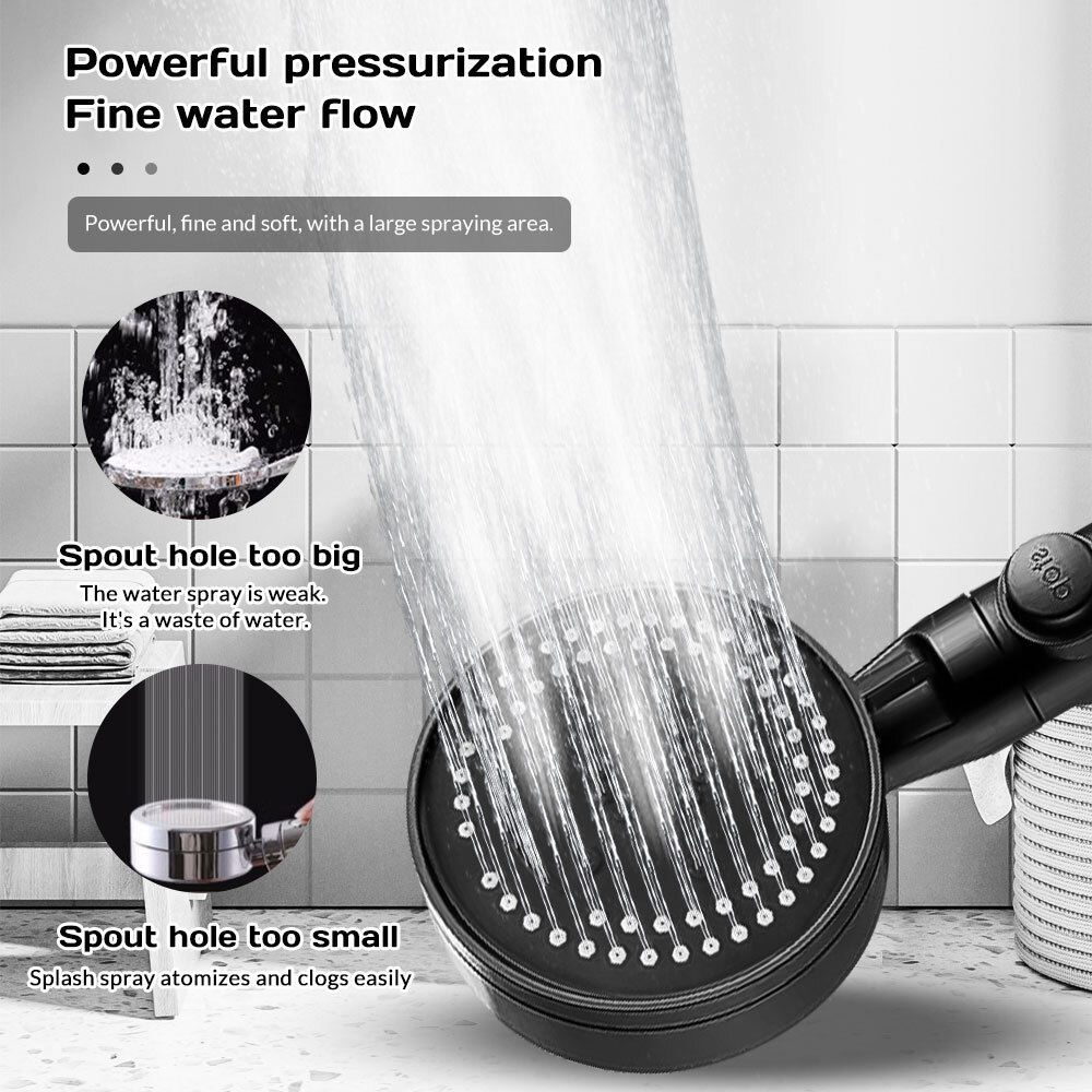 1/2x Detachable High Pressure Shower Head with Built-in Pause Button, 8 ...