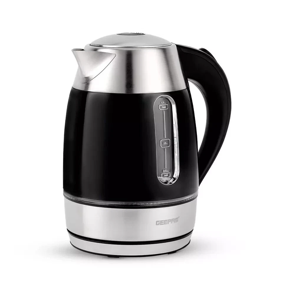 GEEPAS Illuminating Electric Kettle Rapid Boil 1.7L Cordless Jug Kettle 2200W