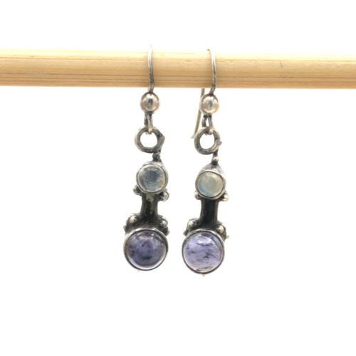 AMETHYST & MOONSTONE sterling silver drop earring… - image 1