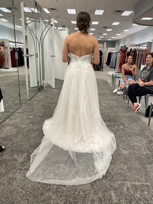sachin and babi light blue dress Strappy V Neck Backless Lace Floor Length Wedding Dress main image 0