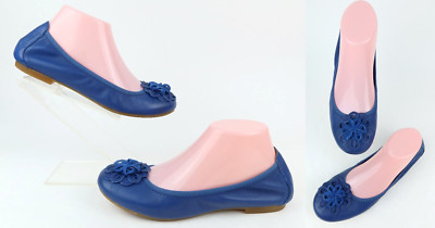 Born Julianne Floral Leather Flats Electric Blue Sz 7.5