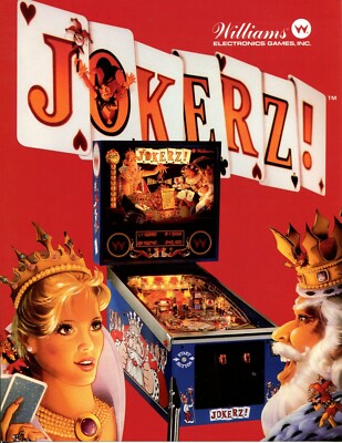 Jokerz! Williams Pinball Flyer /Brochure/ Ad - Mint