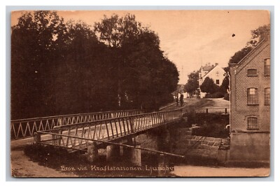Bron vid Kraftstationen Power Station Bridge Ljungby Sweden UNP DB Postcard V22