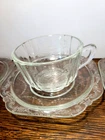 Indiana Glass Madrid Pattern Set of 3 Clear Cup & Saucers vtg.