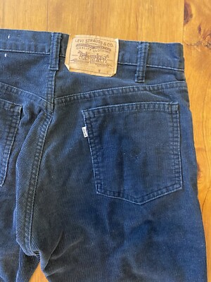 LEVI'S 505 Corduroy Trousers Black Straight Leg Mens Vintage 80s