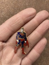 Vintage DC Comics standing Superman Enamel Pin Pinback Hat pin Lapel Nice! 1980s