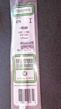 Evergreen Scale Models #275 Styrene I-Beam, 5/32", pkg. 3 - Details Below