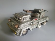 Vintage Tin Toy Japan Half Truck Anti-Aircraft Cannon Military Gun Vehicle Work