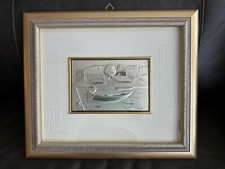 Vintage Italia Villaggio Barco Parete Nautica BASSORILIEVO Argento 800 Studio Ottaviani