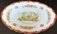 Vintage Royal Albert Maroon Chelsea Bird Gravy Boat Liner Under Plate