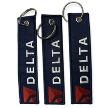 New Set 3 Keychain DELTA AIRLINES - 130*30mm twill+embroidery logo on both sides