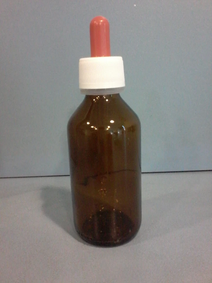 STOCK DI FLACONI IN VETRO SCURO DA 100 ml CON CONTAGOCCE A SIGILLO