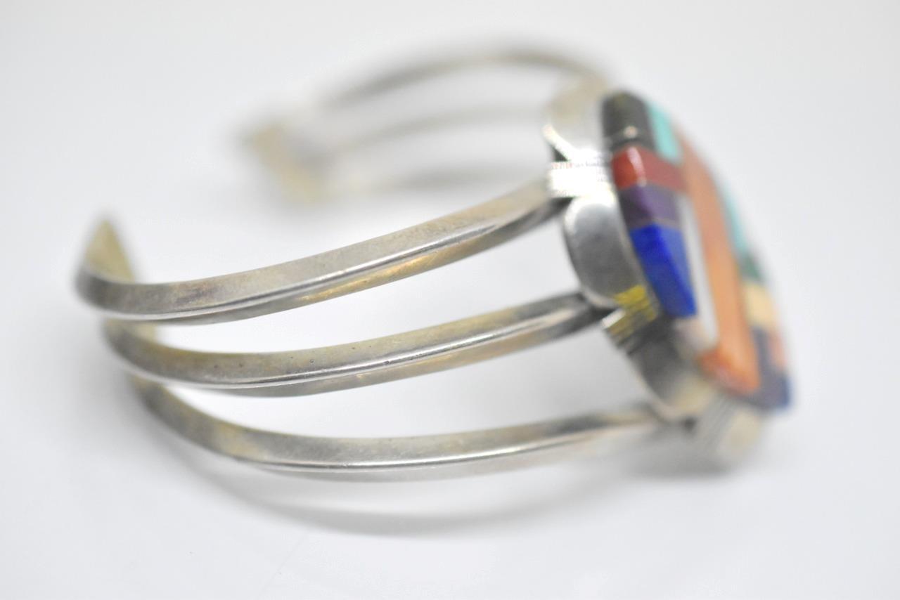 Native American Signed Multi Semi-Precious Mosaic… - image 2