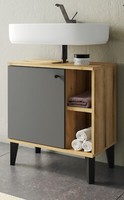 Waschbeckenunterschrank Bad Unterschrank Eiche Grau Badezimmer Waschtisch Torsby