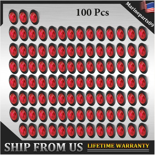 100X Red Side Marker Lights Truck Trailer Round Bullet 12V LED Clearance Light - Bild 1 von 8