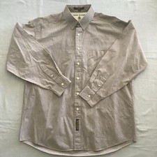 VTG 90s Tommy Hilfiger Neutral Plaid Button Down Dress Shirt Mens Sz 16 1/2  34