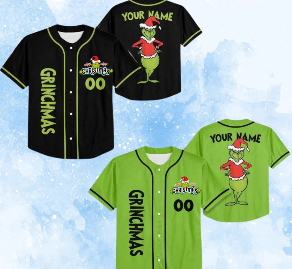 Personalized Grin Christmas Custom Funny Xmas Gift Baseball Jersey