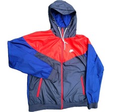Nike Windrunner Hooded Windbreaker Jacket Red Blue Navy Colorblock Mens Large