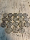 1917-1947 US Walking Liberty Half Dollars, 90% Silver, Mixed Dates Tube Of 18