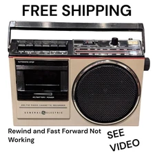 Vtg Radio GE General Electric AM/FM Cassette Tape Player Recorder Boombox 3-5244